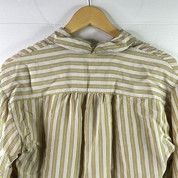 LEVI'S Tan Yellow Vertical Striped Button Up 3/4 Sleeve Blouse Top Shirt Size S - Picture 3 of 12